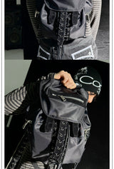 Black Nylon Adjustable Bucket Backpack