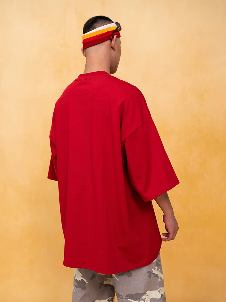Men's Oversized Red Black White Tees