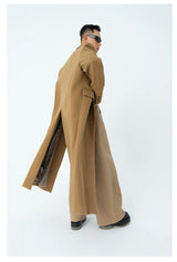 Men's Long Woolen Shoulder-padded Coat