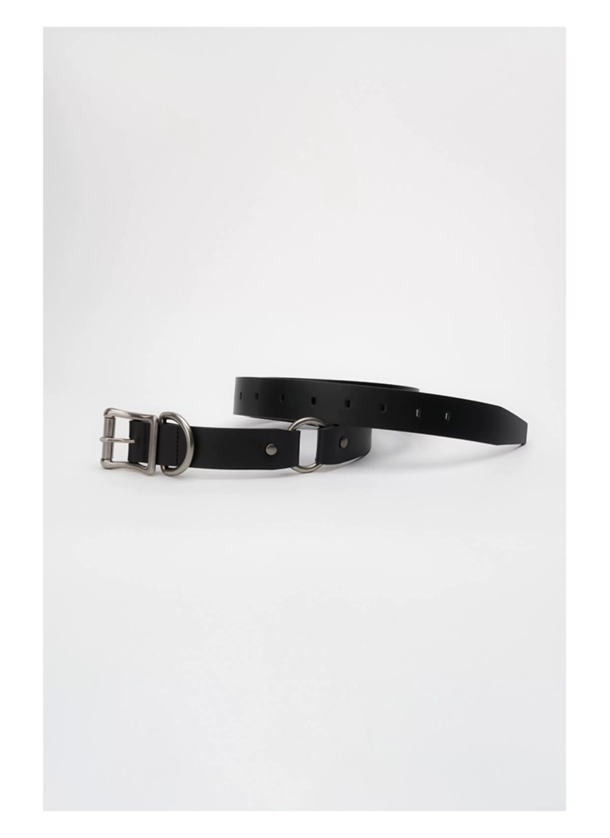 Black Vintage Silver Buckle Leather Belt