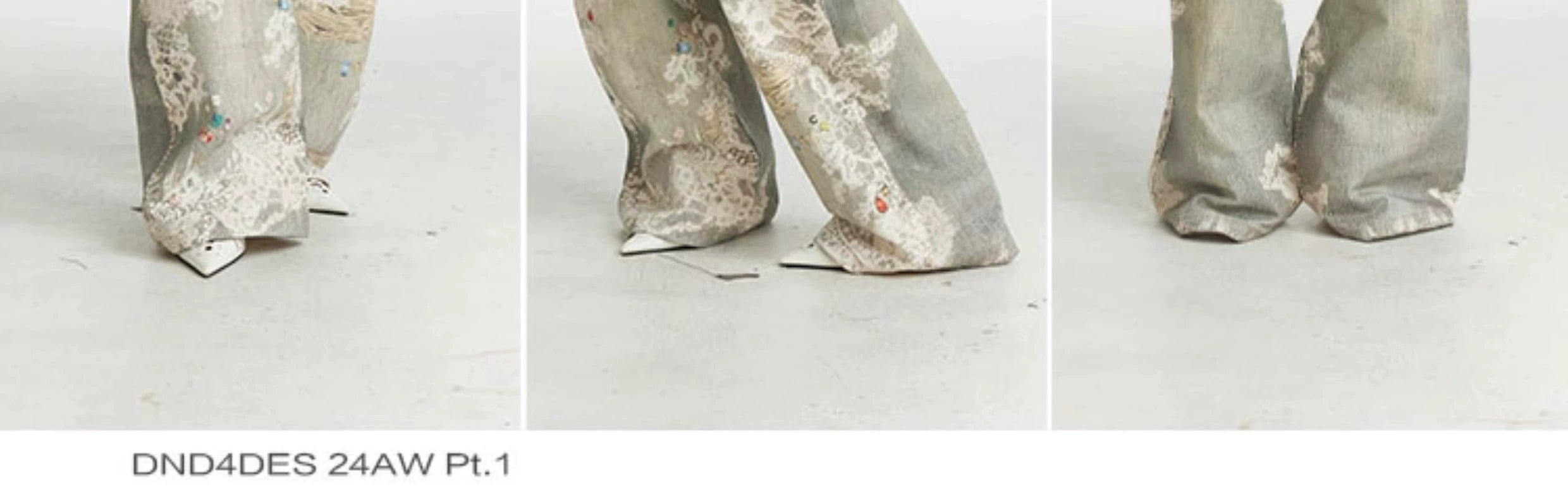 Vintage Digital Lace Print Flare Jeans
