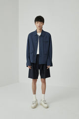 Draped Drawstring Elastic Waist Pleated Shorts