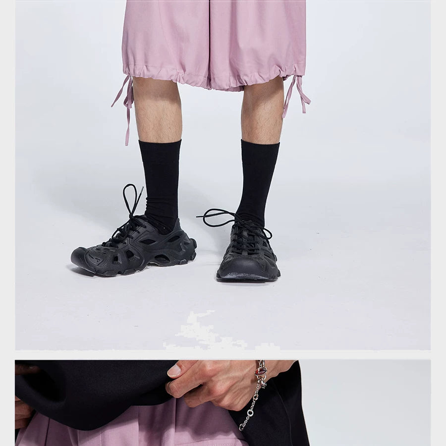Casual Three Color Pocket Drawstring Shorts