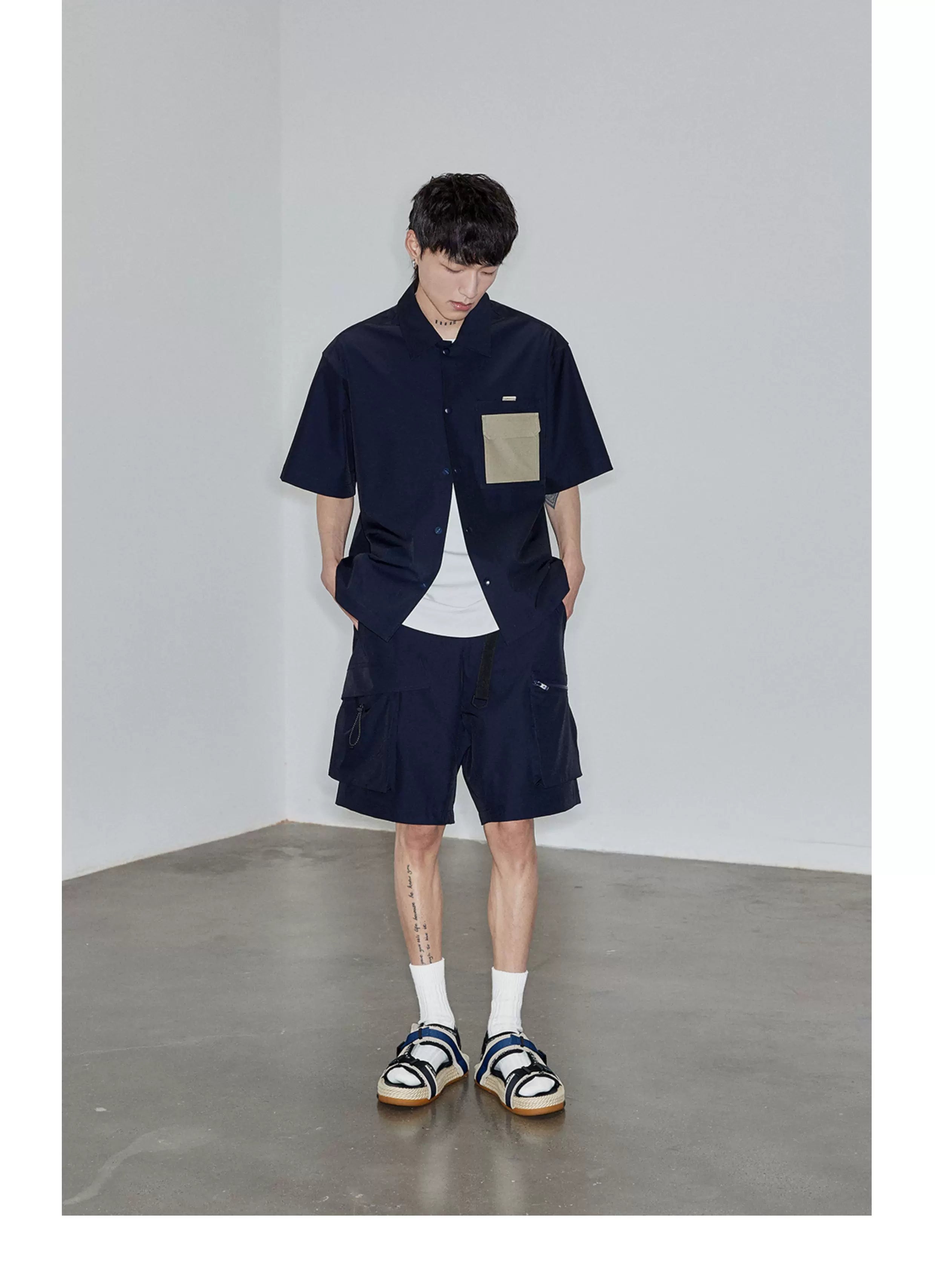 Magnetic Belted Elastic Multi-pocket Shorts