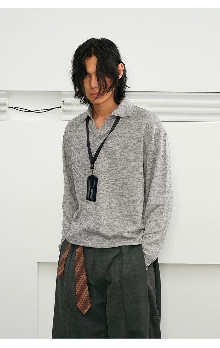 Men's Long Sleeve V-Neck Knit Top