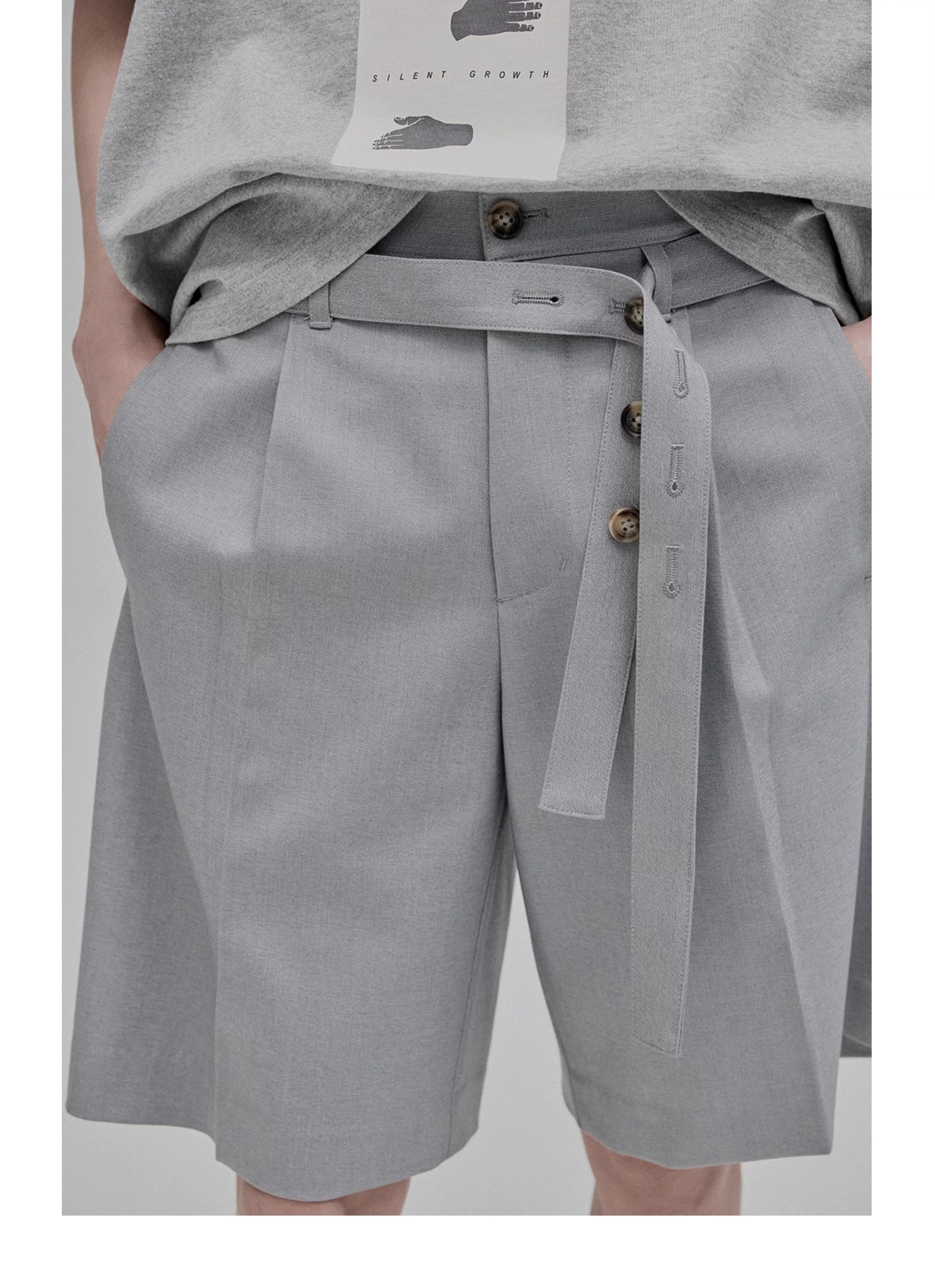 Draped Drawstring Wide Shorts