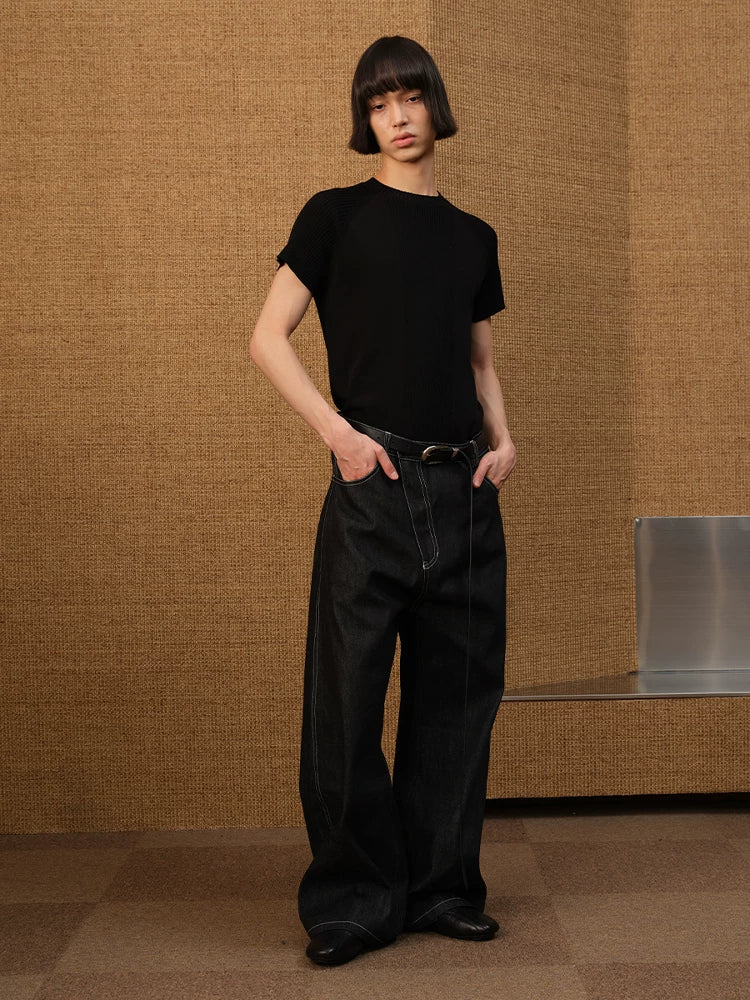 Slant Fly Flared Raw Denim Pants