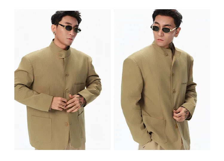 Hemp Stand-Collar Blazer