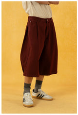 Men's Red Khaki Loose Vintage Shorts