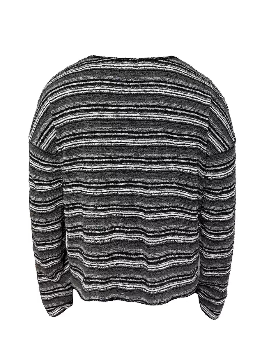 Striped Long Sleeve Drop Shoulder Tops