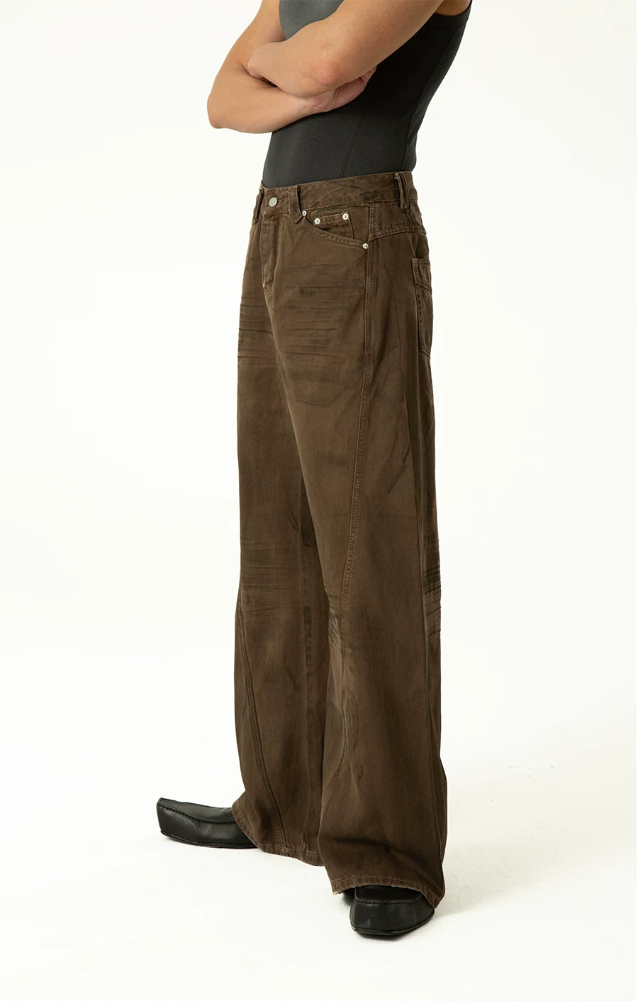 Men's Brown Vintage Wide Leg Jeans
