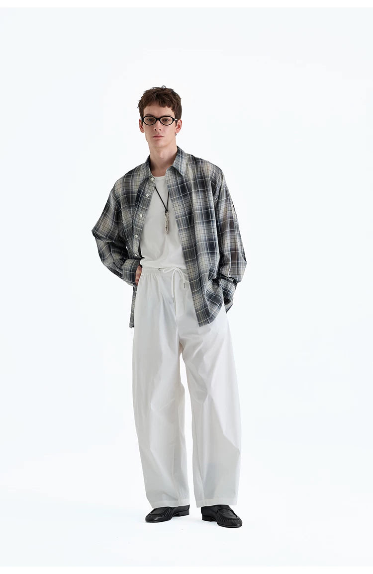 Plaid Woven Cotton Long Sleeve Shirt