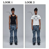 Cleanfit Green Washed Multi-pocket Straight Jeans