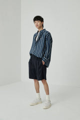 Draped Drawstring Elastic Waist Pleated Shorts
