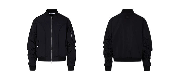 Men's Deconstructed Pleated MA1 Bomber Jacket