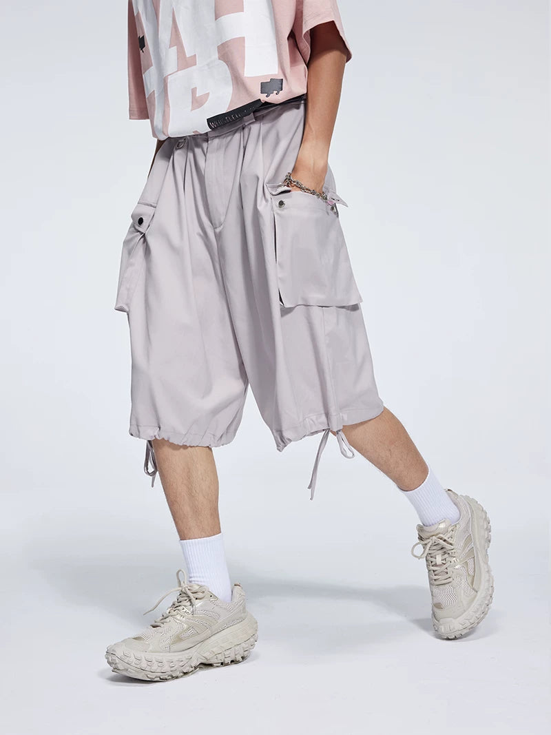 Casual Three Color Pocket Drawstring Shorts