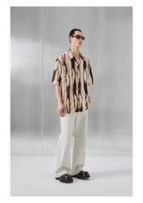 Printed Short Sleeve Cuban Collar Shirt