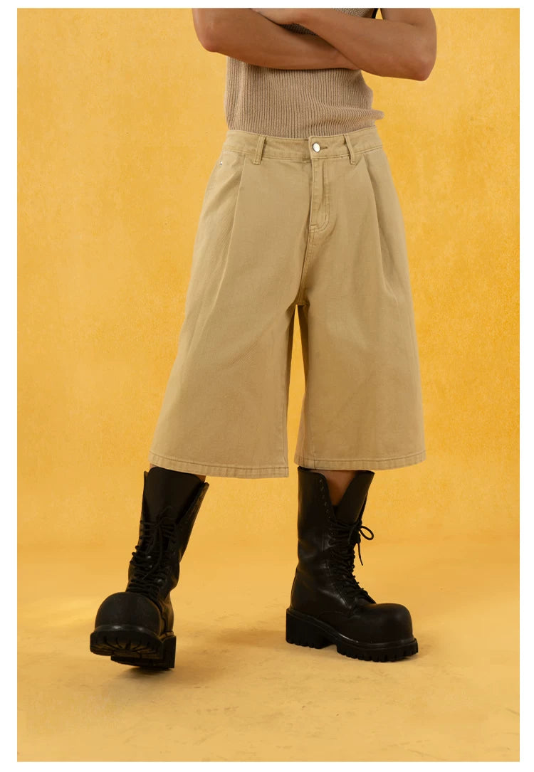 Men's Red Khaki Loose Vintage Shorts
