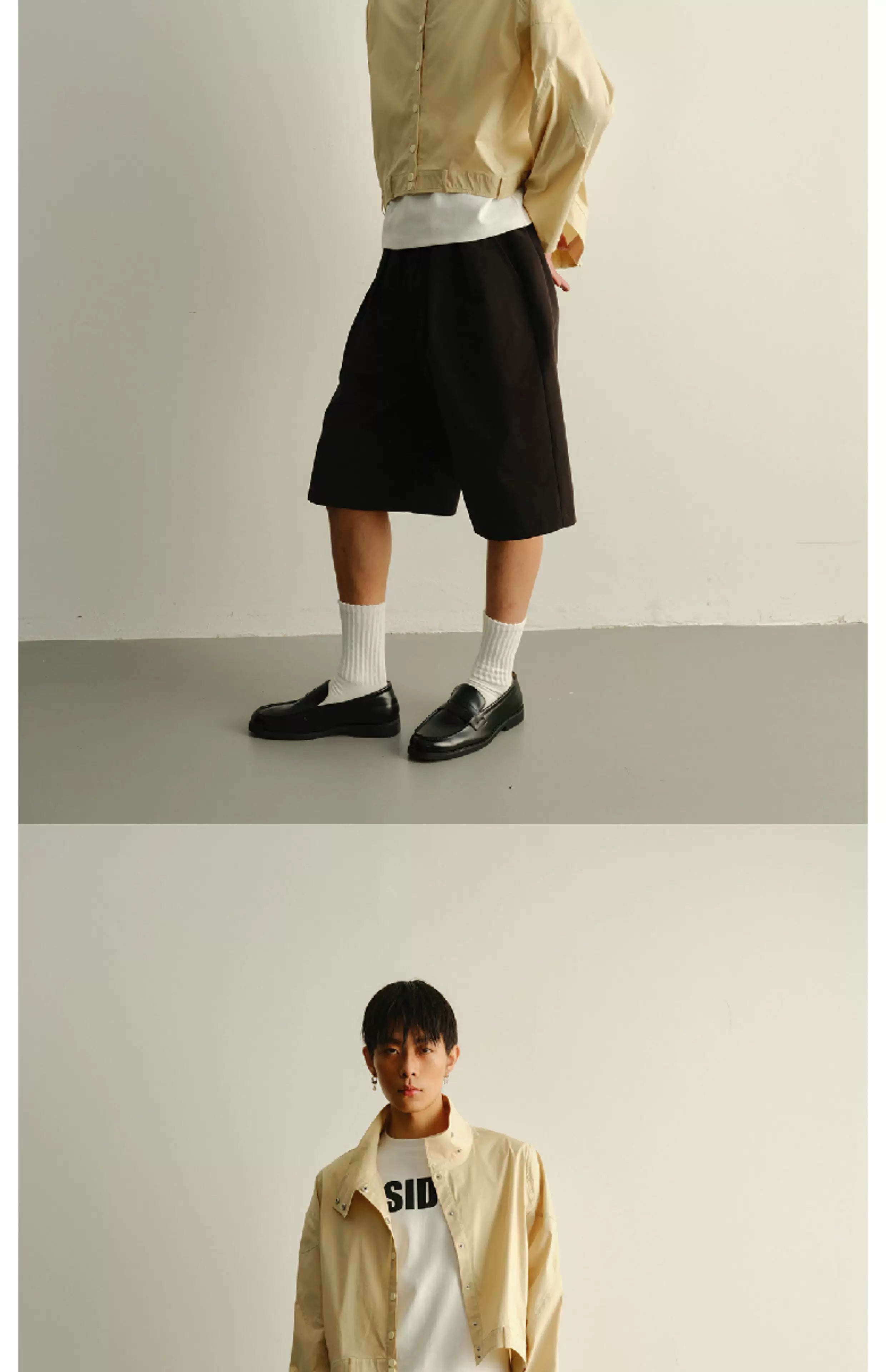 Solid Pleated Drawstring Casual Shorts