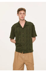 Wooden Button Short Sleeve Knitted Shirt