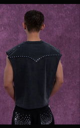 Men's Gray Rivet Print Tank Tops