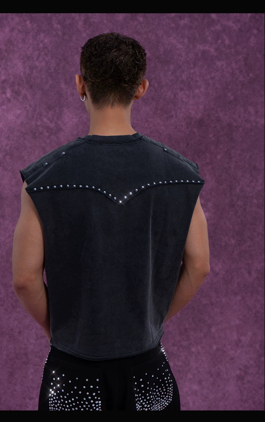 Men's Gray Rivet Print Tank Tops