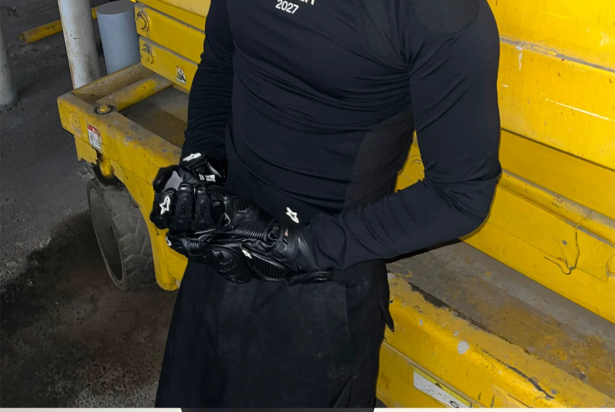 Black Sharkskin Long Sleeve Racing Top