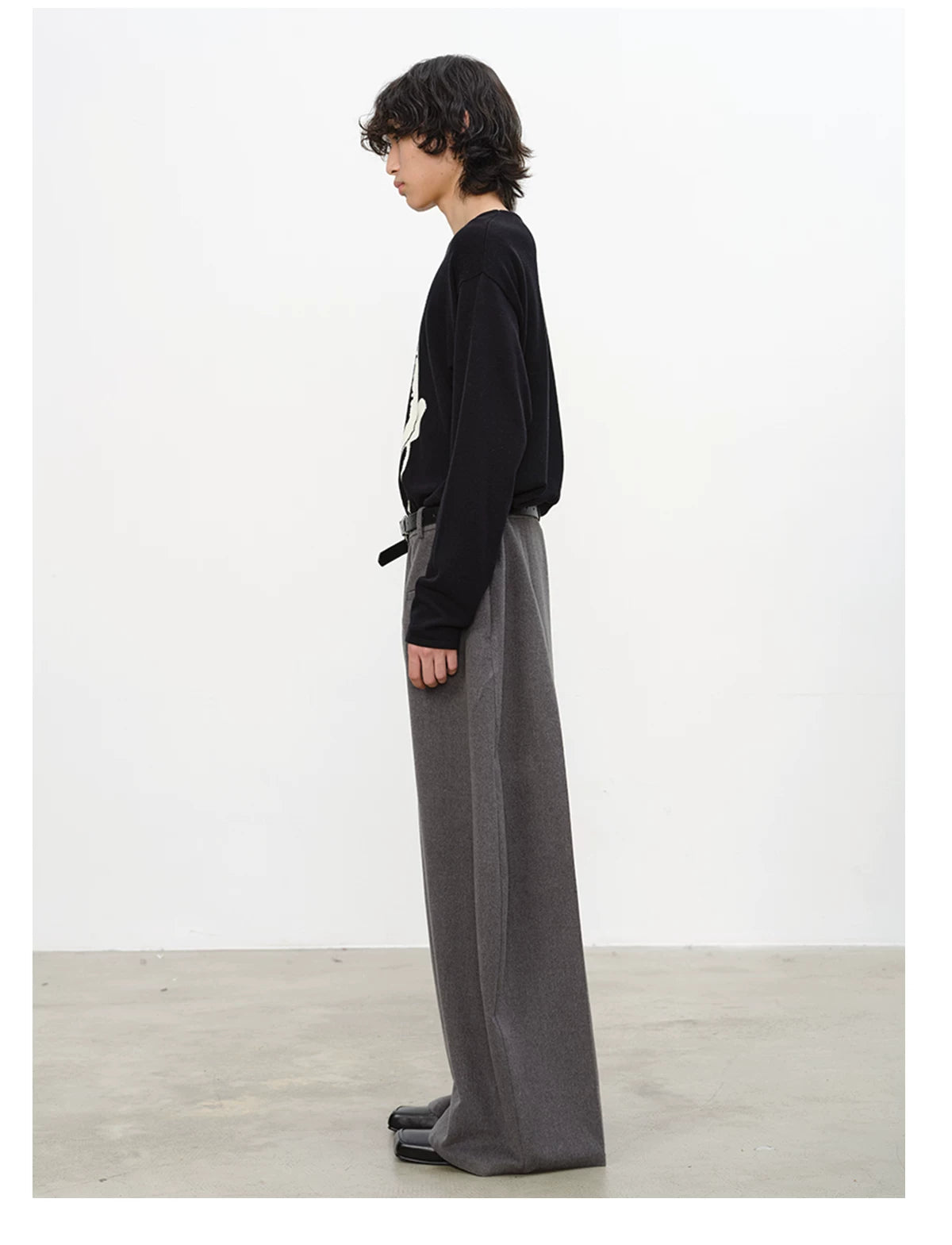 Drop Shoulder Dog Jacquard Cotton Sweater