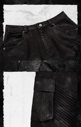 Distressed Flared Jeans With Strapped Pockets