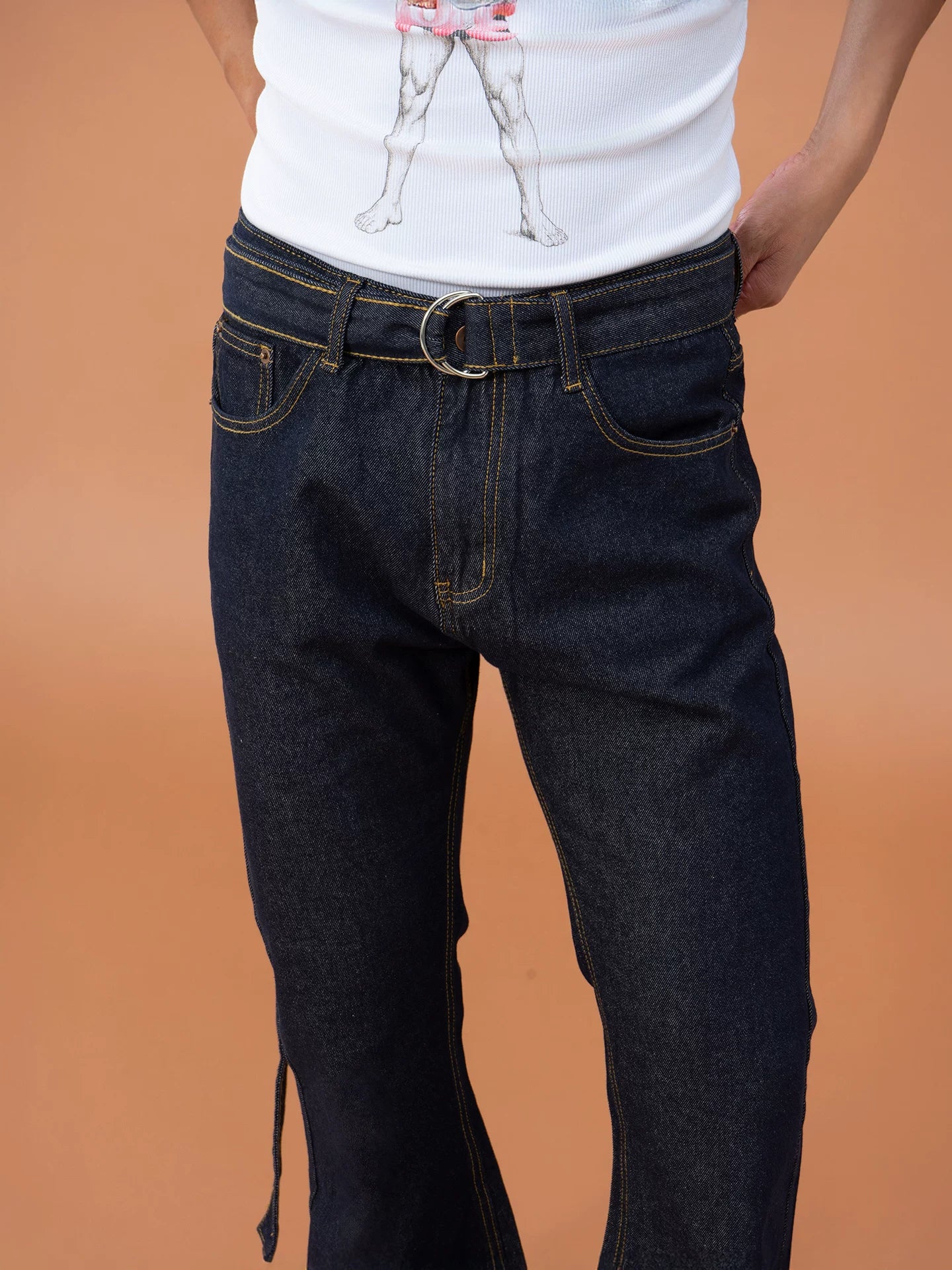 Men's Dark Blue Slim Flared Jeans