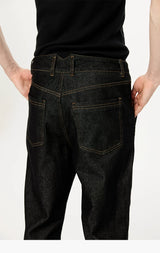 Washed Color-Blocked Floral Jacquard Flare Jeans