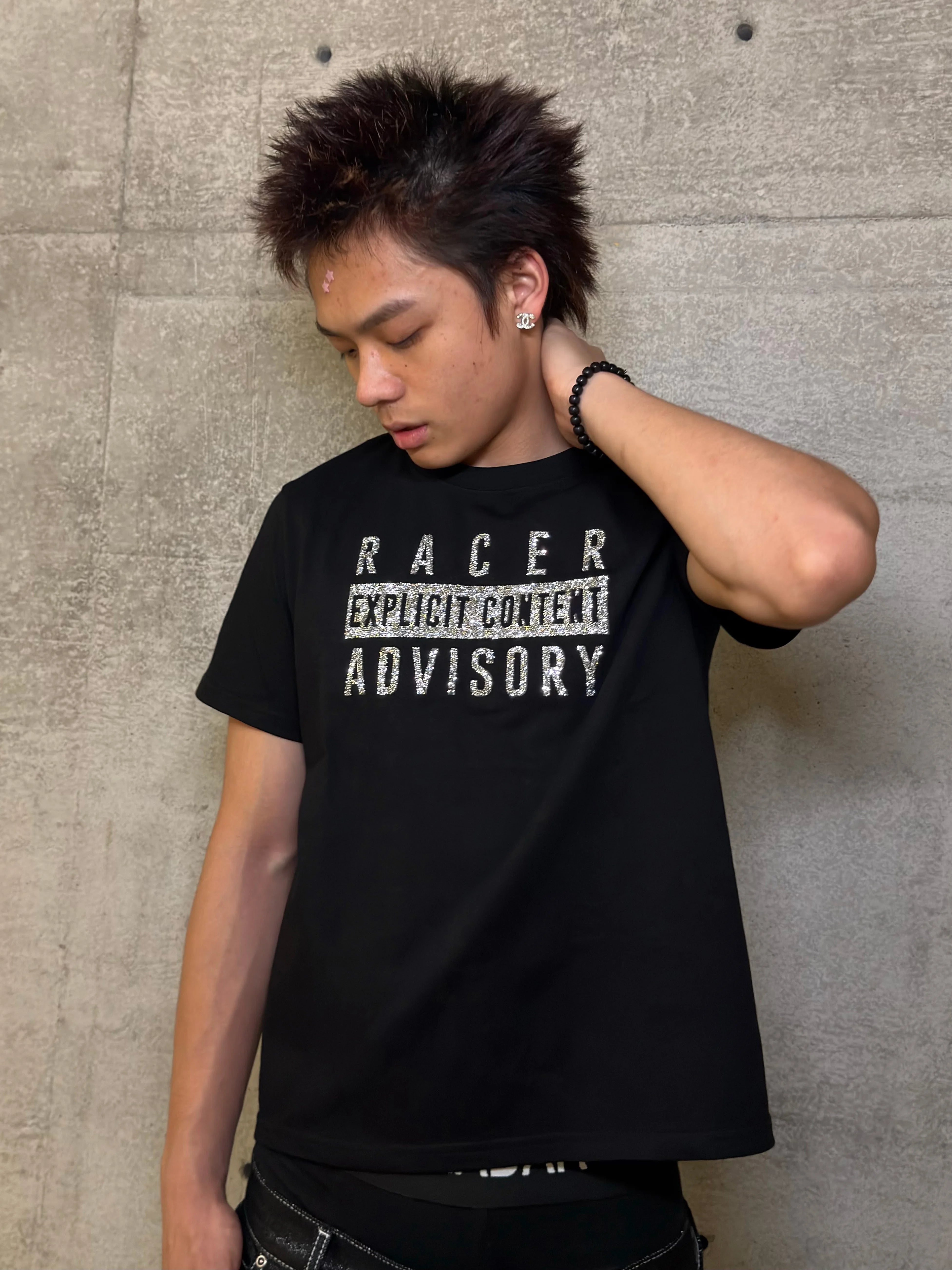 Distressed Rhinestone Racer Tee