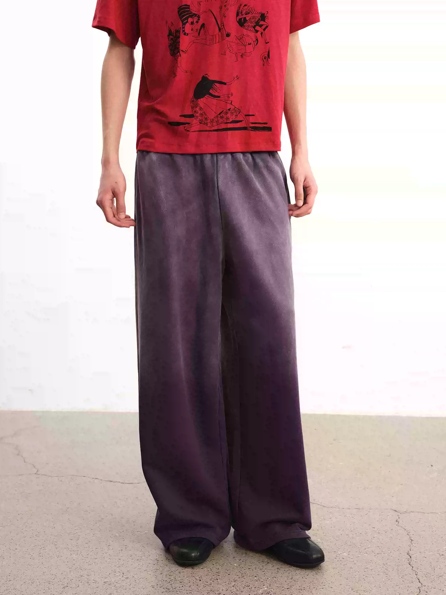 Faded Cotton Straight Loose Pants