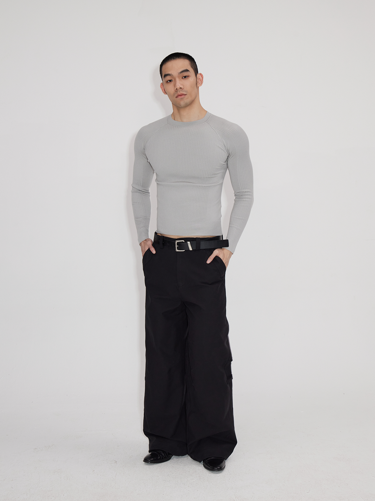 Black Gray Lightweight Washed Parachute Pants