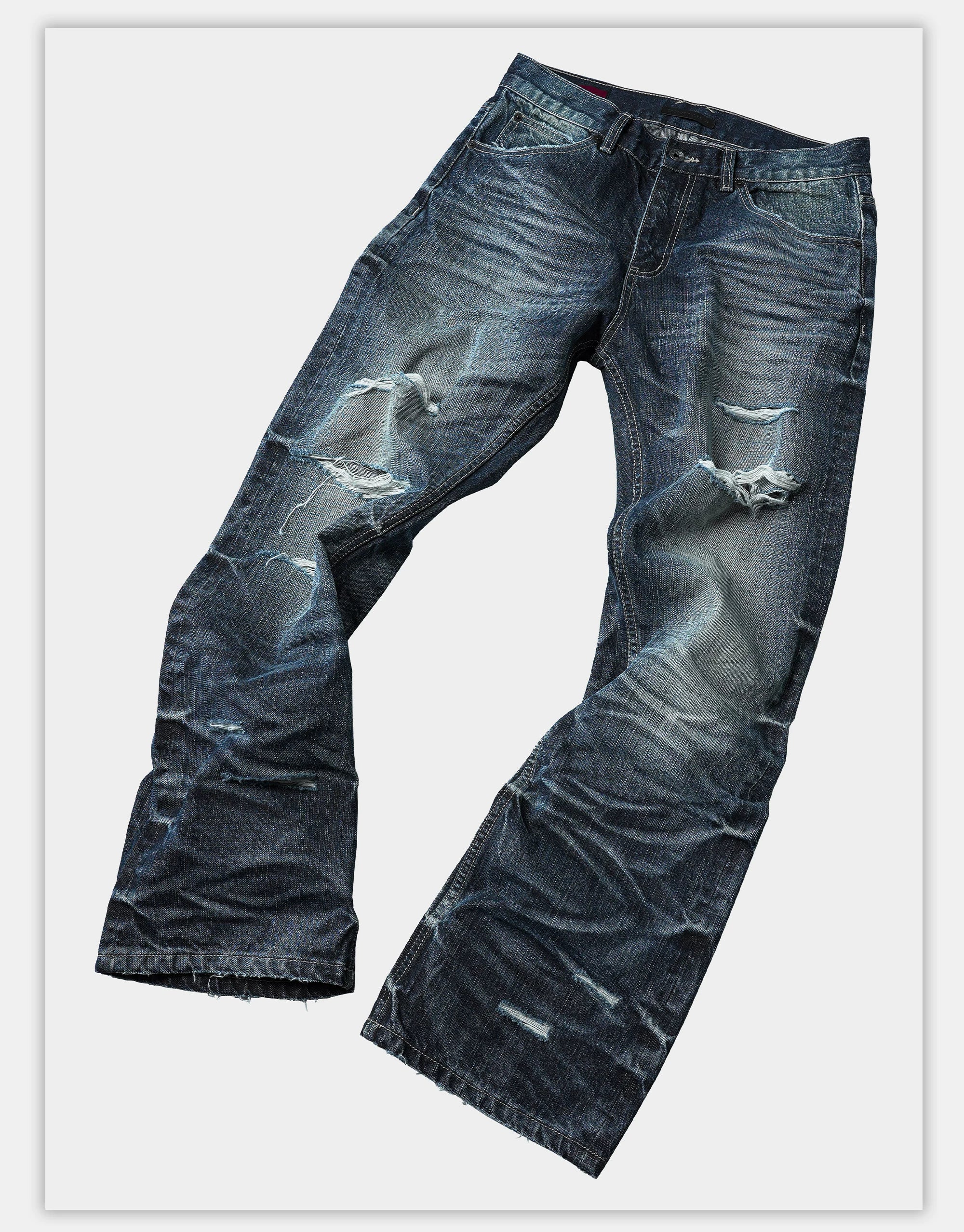 Distressed Red Selvedge Straight Jeans
