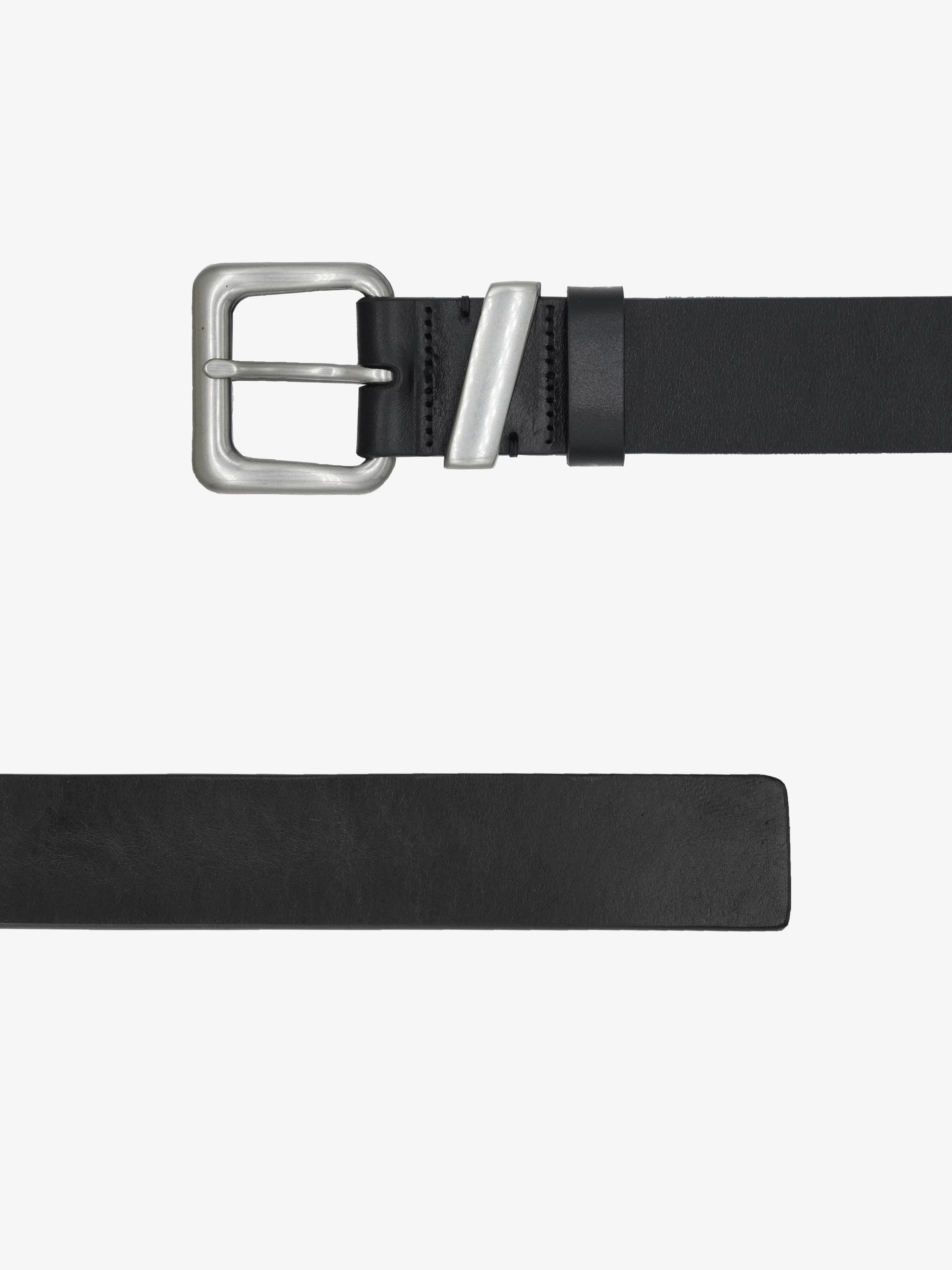 Unisex Rectangular Brass Buckle Leather Belt