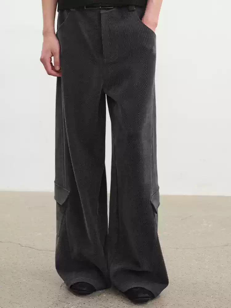 Faded Gray Side Pocket Corduroy Pants