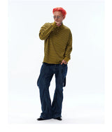 Men's Long Sleeve Striped Cotton Polo