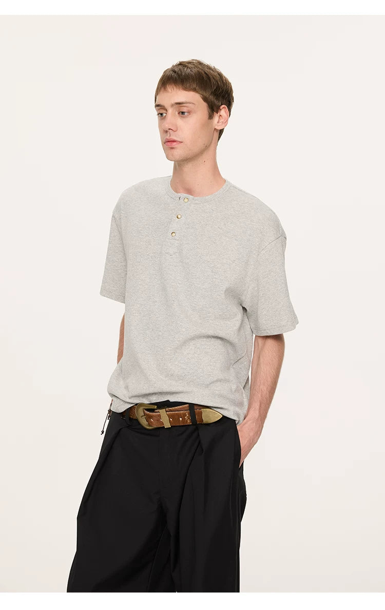 Couple Amber Waffle Boxy Henley Tees
