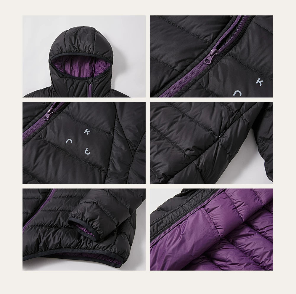 Lightweight Hooded 90% Down Water-repellent Jacket