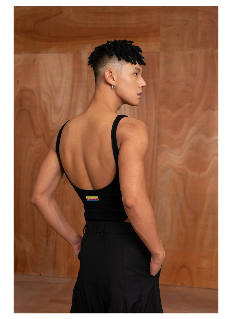 Black Backless Stretchy Shapewear Tank Bodysuits