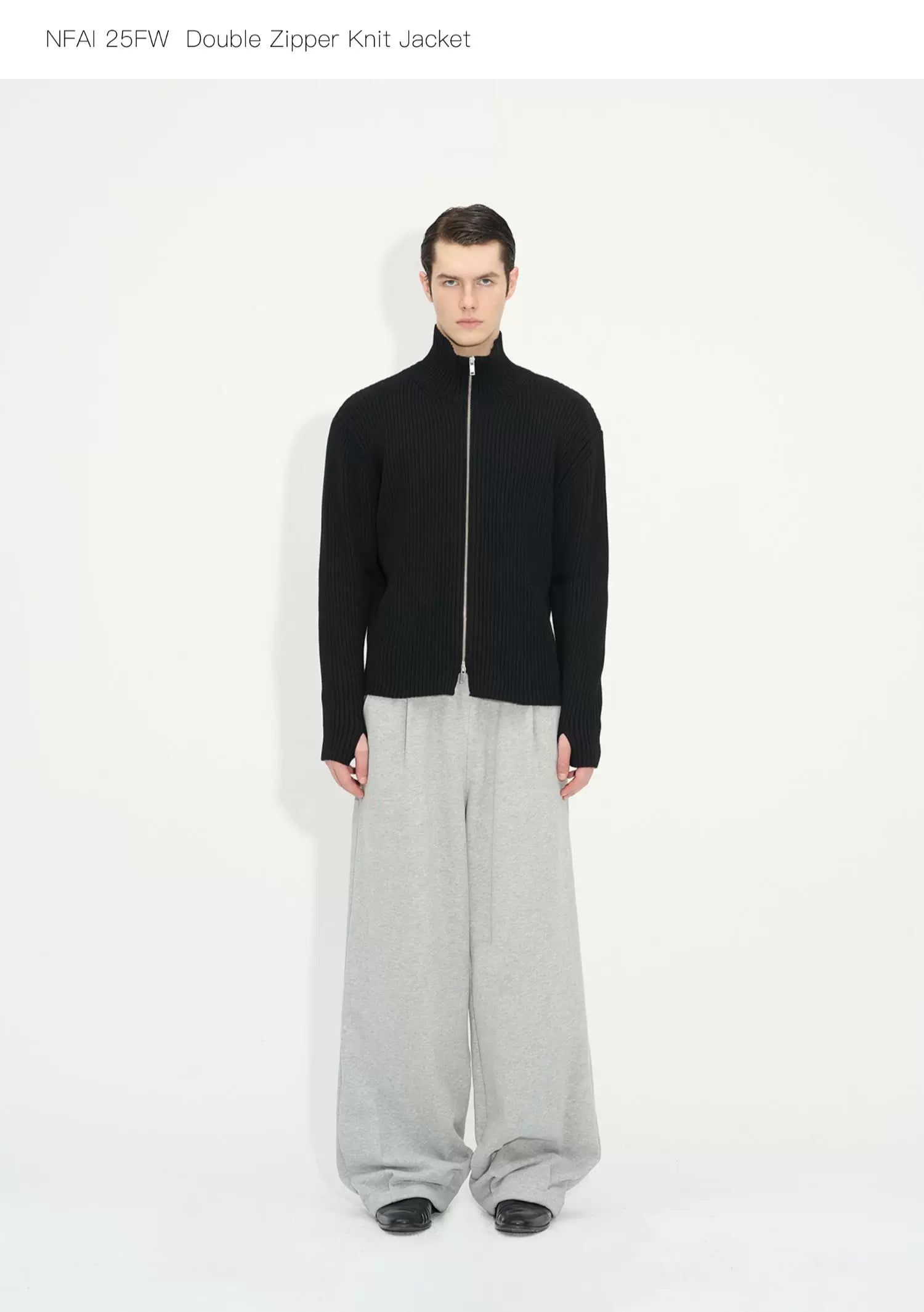 Double Zipper Thick Wool Knitted Jacket