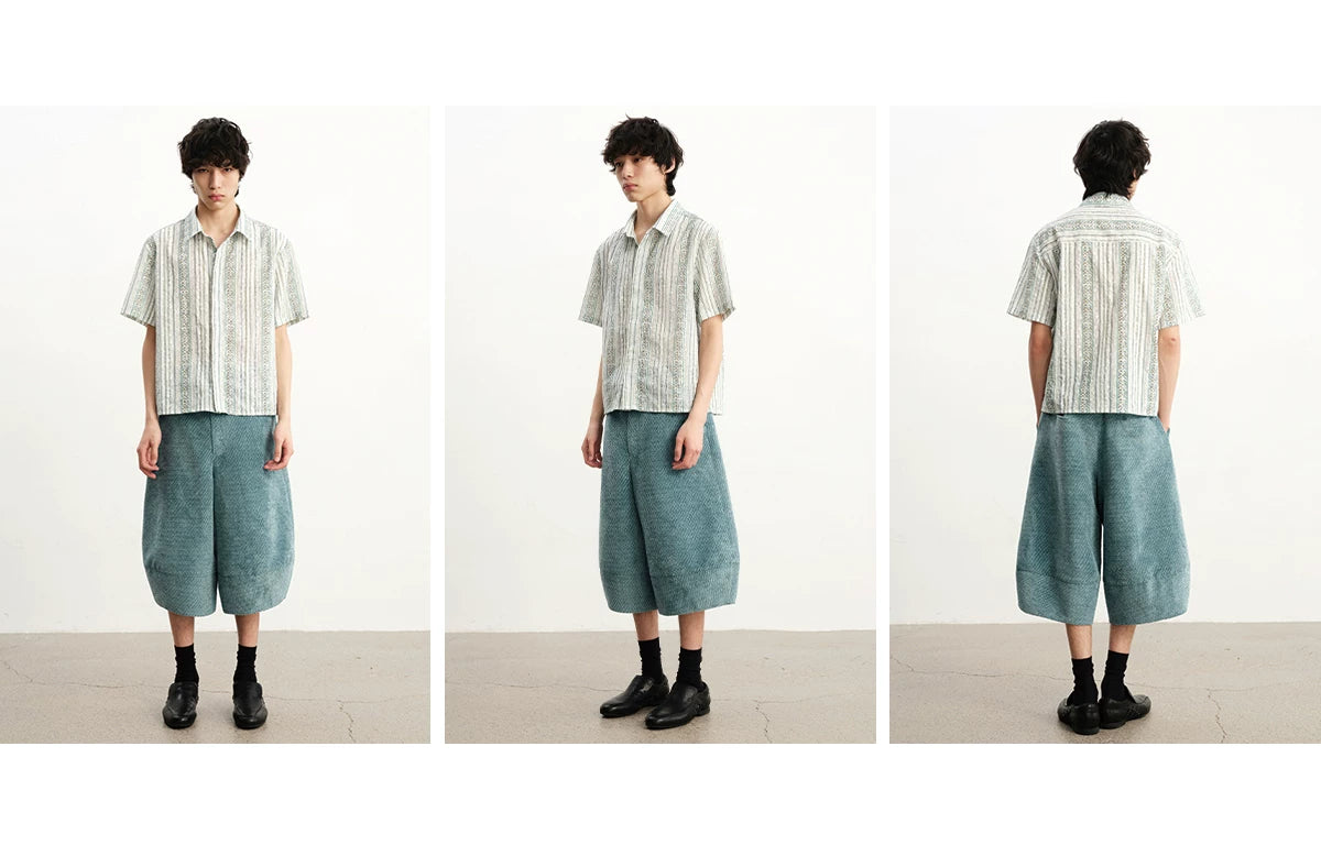 Loose Casual Twill Cropped Shorts
