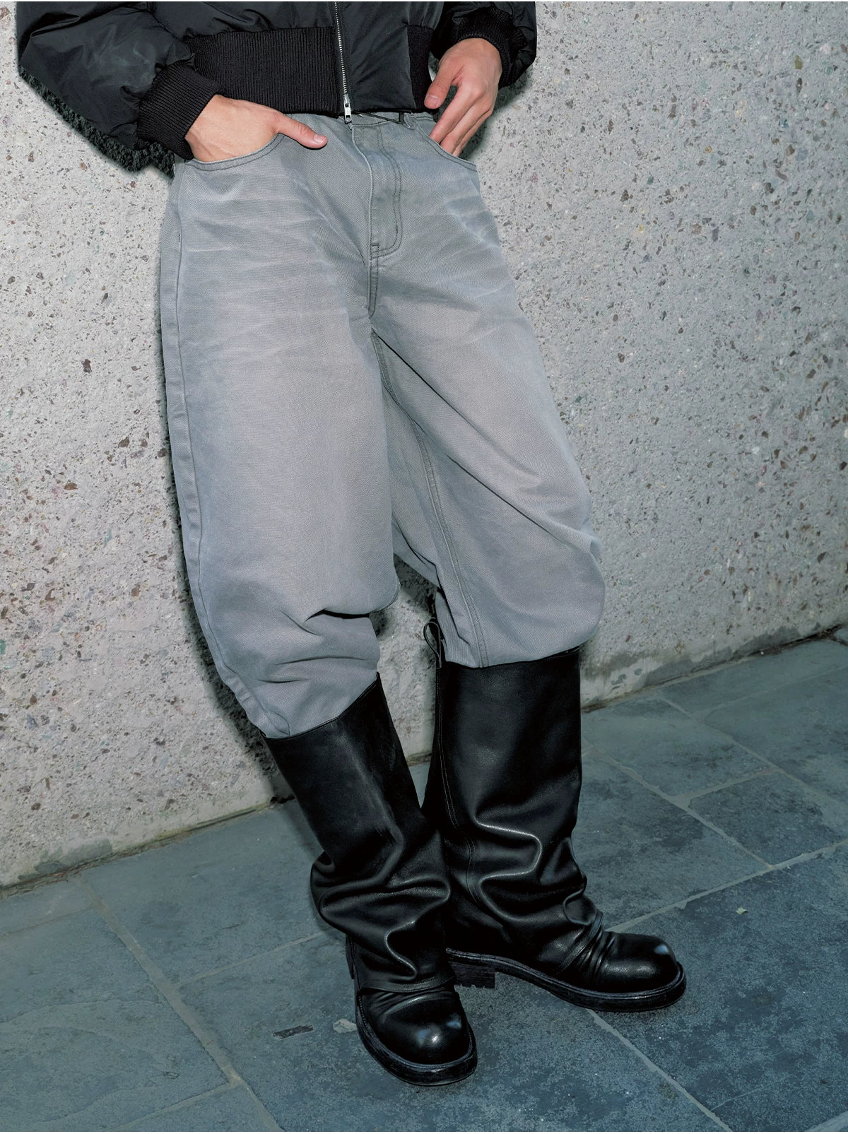 Washed Wrinkled Cowhide Boots