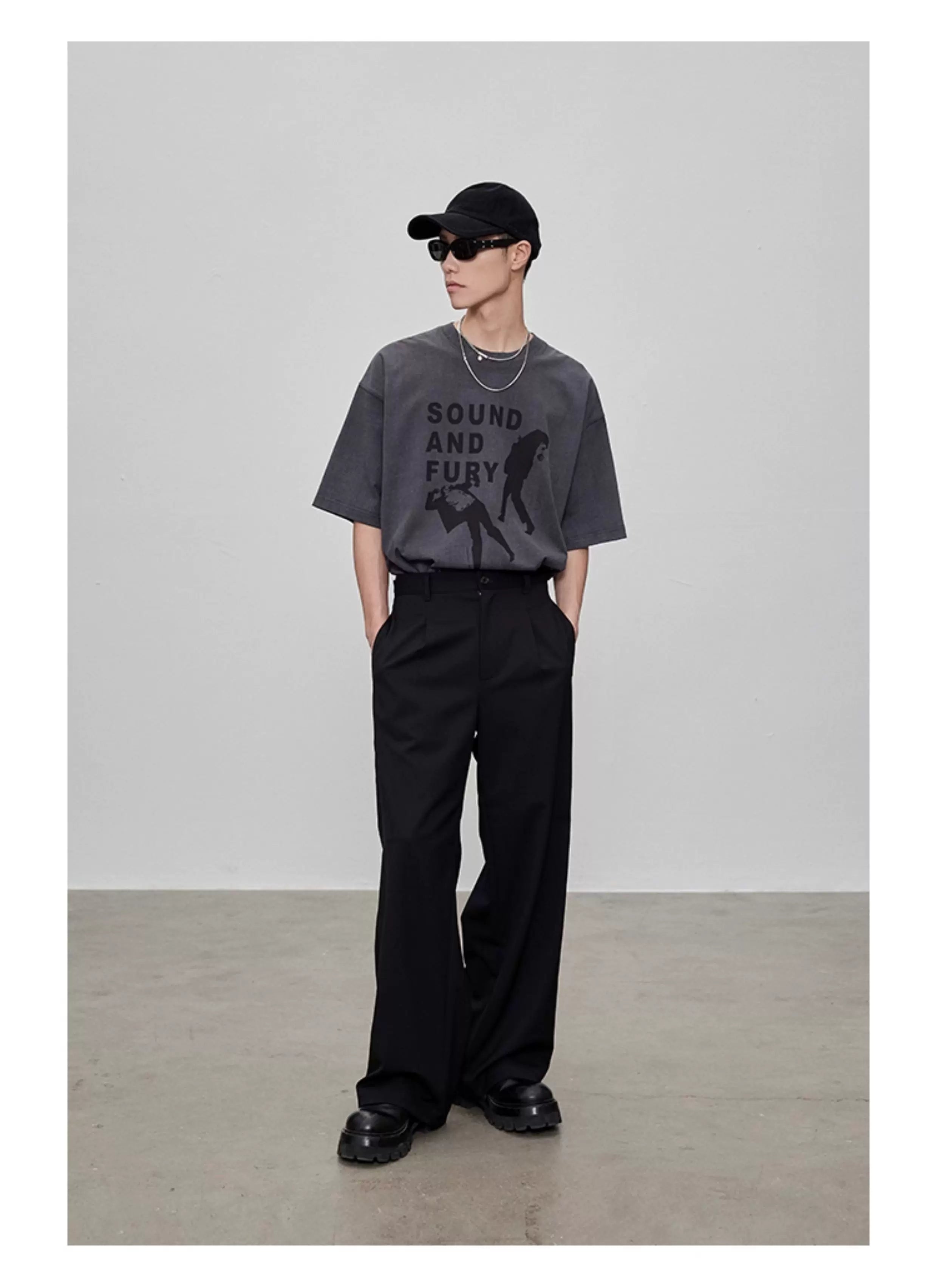 Adjustable Waist Wool Blend Dress Pants