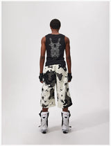 Cropped Cow Print Faux Fur Shorts