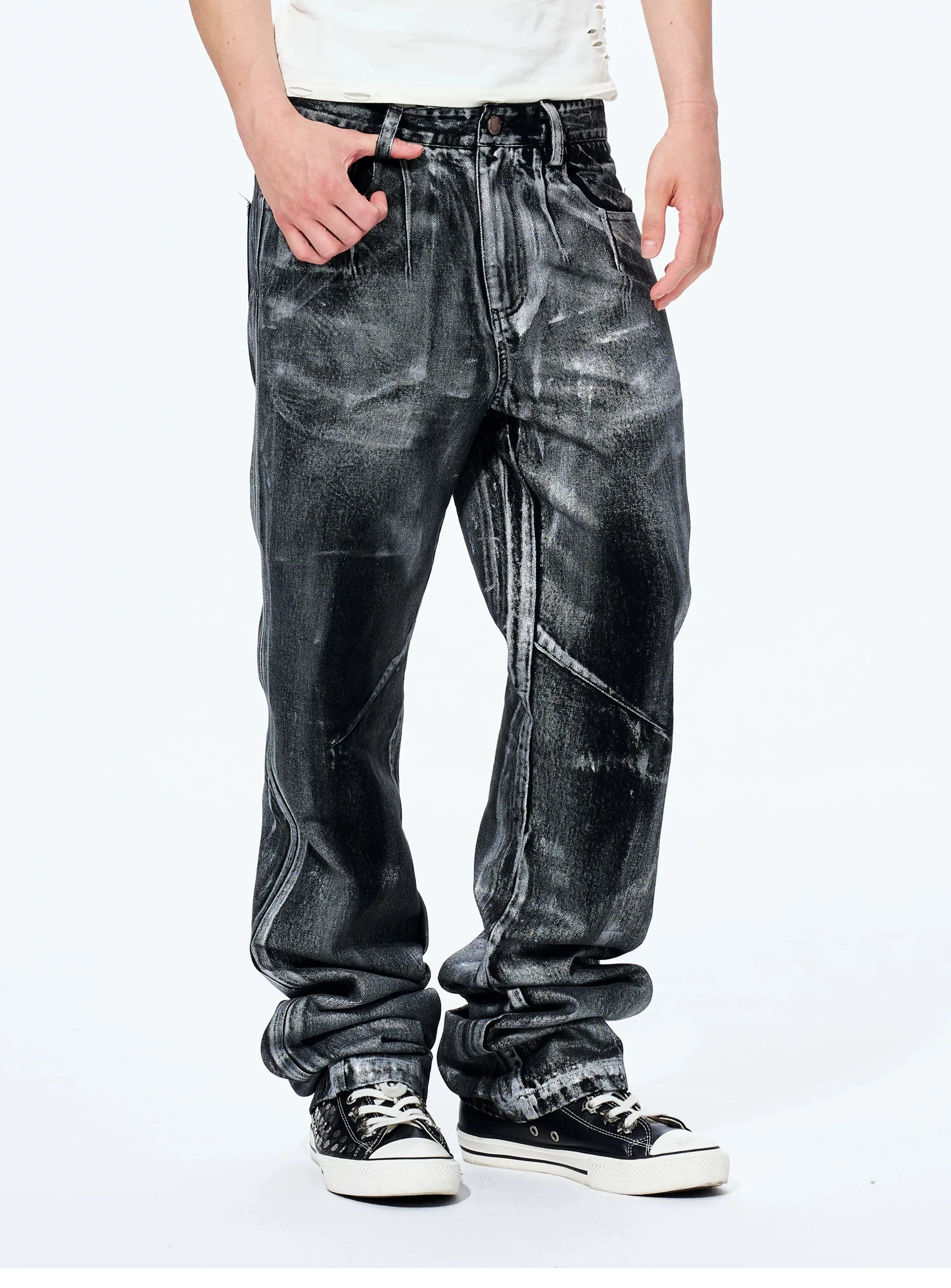 Men's Heavy Silver Straight Leg Jeans