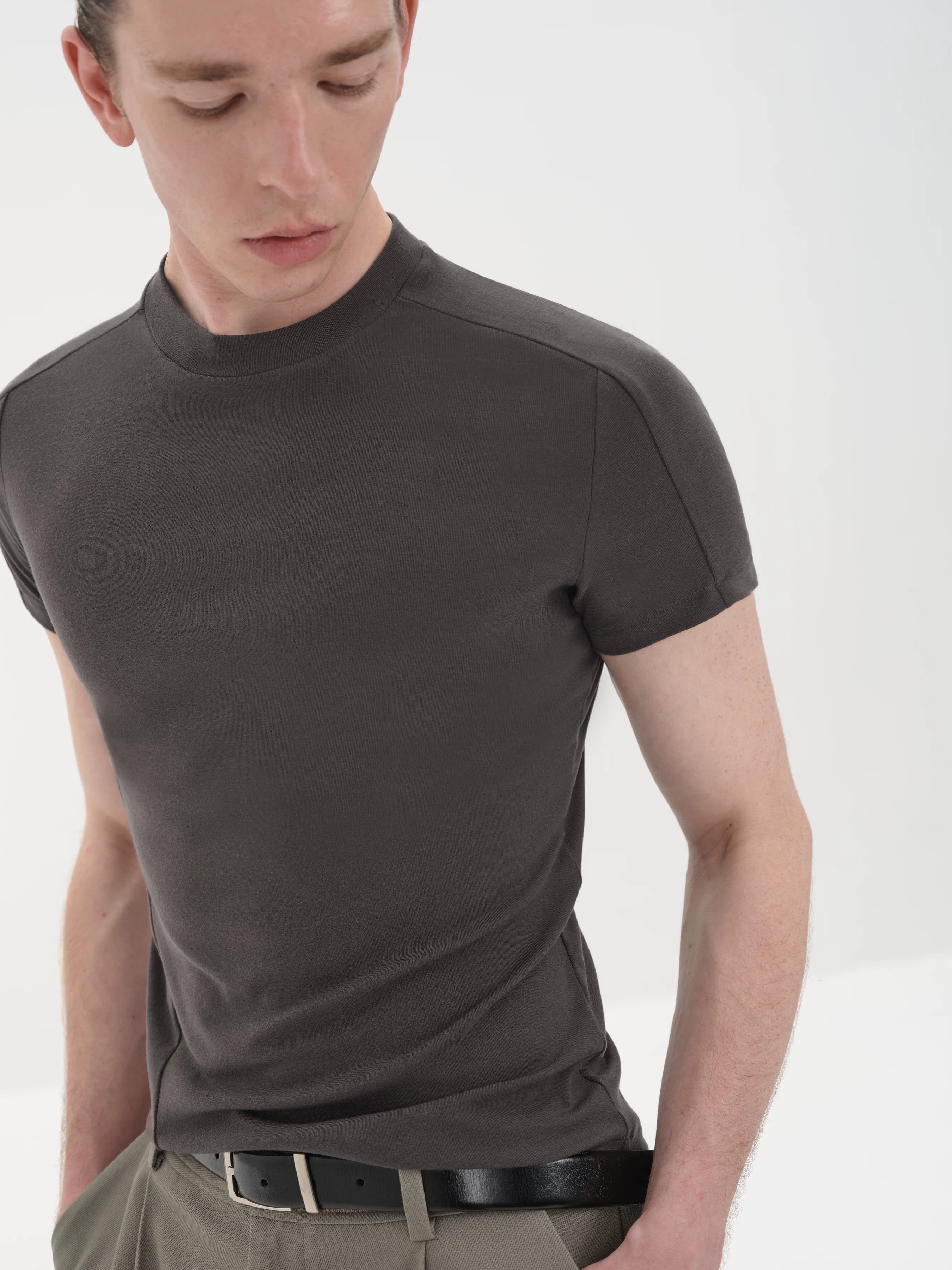 Slim Fit Paneled Merino Lyocell Tee