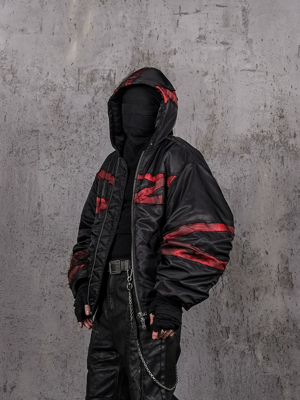 Burnt Red Distressed Bandage MA1 Jacket