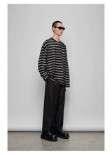 Striped Raw Edge Long Sleeve Tee